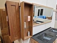 Teakline teak hangrek essence 90cm hoog 12cm diep + 2 glazen legplanken