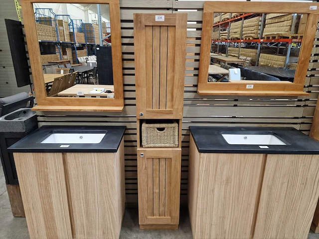 Teakline teak kolomkast quebec 2 draaideuren met nis ro - massief - afbeelding 1 van  5