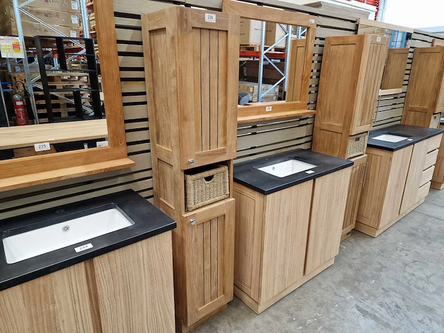 Teakline teak kolomkast quebec 2 draaideuren met nis ro - massief - afbeelding 2 van  5