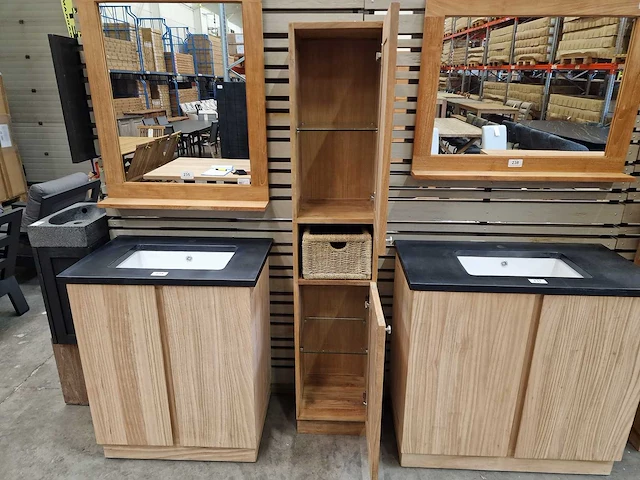 Teakline teak kolomkast quebec 2 draaideuren met nis ro - massief - afbeelding 3 van  5