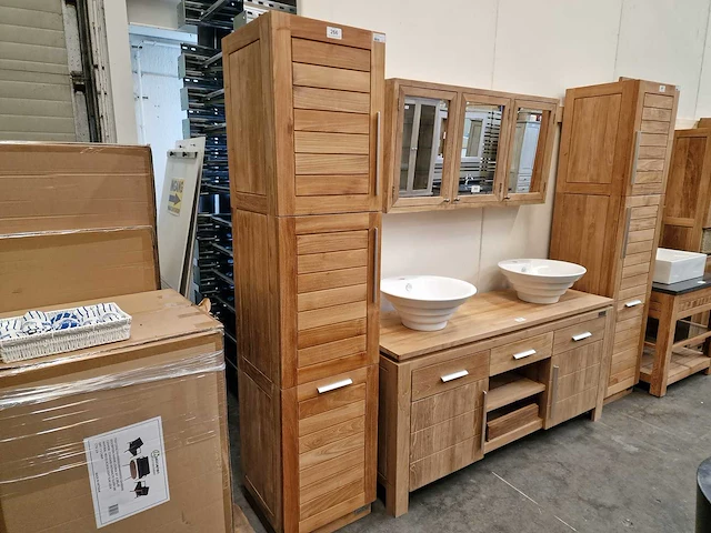 Teakline teak kolomkast xl new toulouse - 2 deurs links open met klapdeur - afbeelding 2 van  5