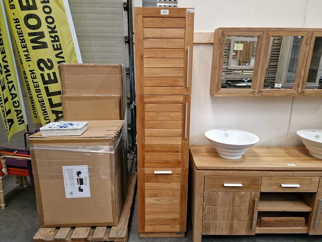 Teakline teak kolomkast xl new toulouse - 2 deurs links open met klapdeur - afbeelding 1 van  5