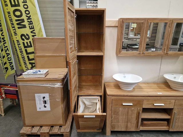 Teakline teak kolomkast xl new toulouse - 2 deurs links open met klapdeur - afbeelding 3 van  5