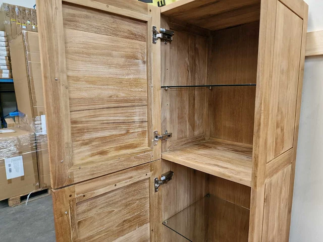 Teakline teak kolomkast xl new toulouse - 2 deurs links open met klapdeur - afbeelding 4 van  5