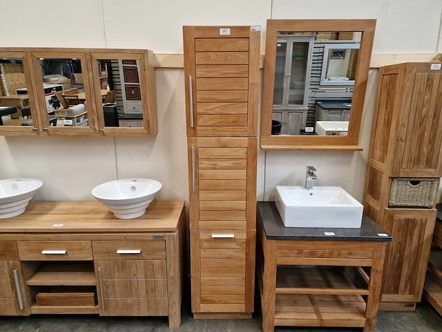 Teakline teak kolomkast xl new toulouse - 2 deurs rechts open met klapdeur - afbeelding 1 van  5