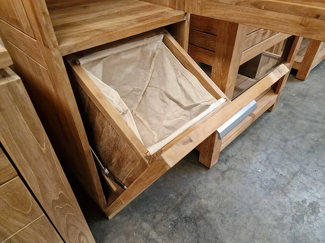 Teakline teak kolomkast xl new toulouse - 2 deurs rechts open met klapdeur - afbeelding 5 van  5