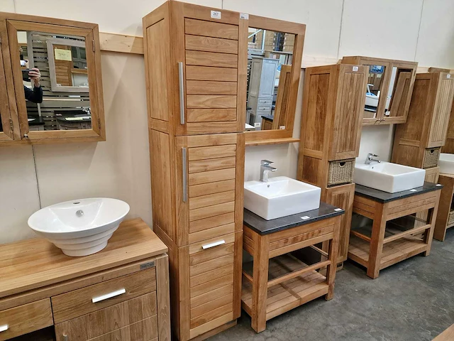 Teakline teak kolomkast xl new toulouse - 2 deurs rechts open met klapdeur - afbeelding 2 van  5