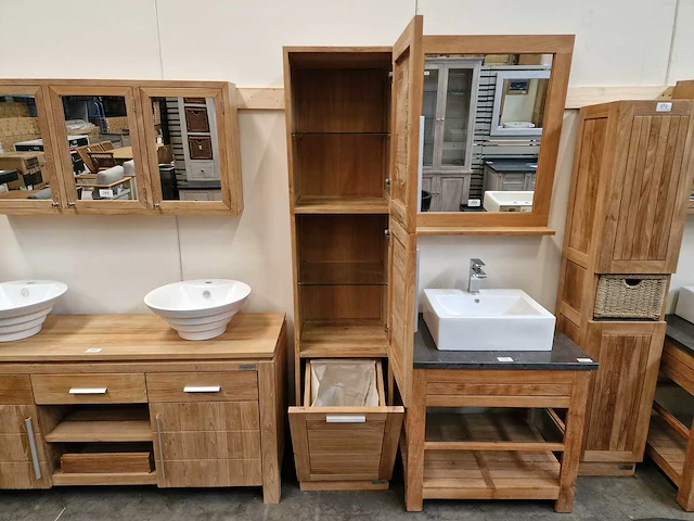 Teakline teak kolomkast xl new toulouse - 2 deurs rechts open met klapdeur - afbeelding 3 van  5