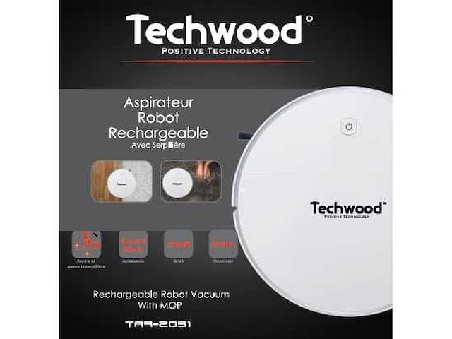 Techwood tar-2031, 2-in-1 robotstofzuiger, wit, 350 milliliter - afbeelding 3 van  4