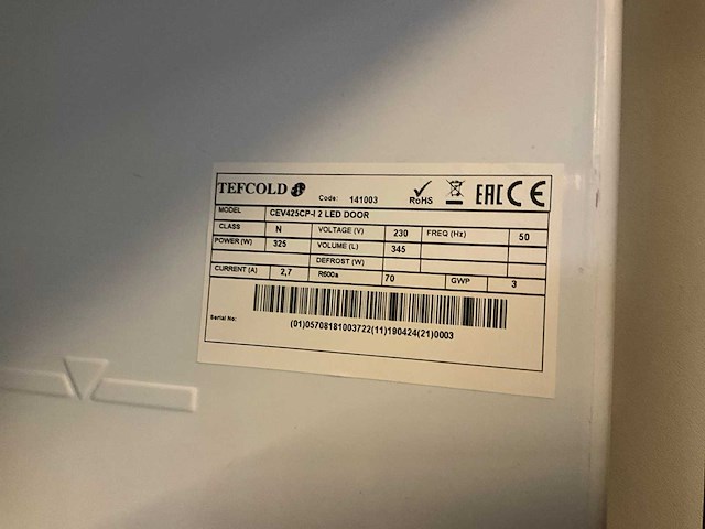 Tefcold cev425cp-i 2 led door drankenkoeling - afbeelding 3 van  6