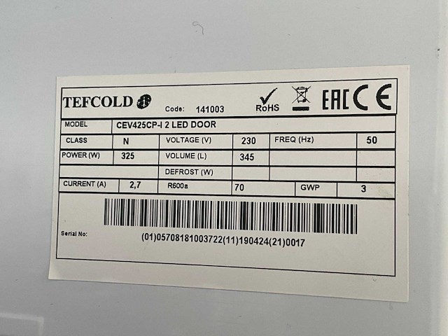 Tefcold cev425cp-i 2 led door drankenkoeling - afbeelding 5 van  5