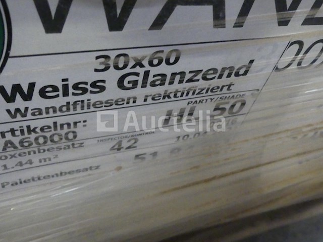 Tegel 30x60 cm (+/- 35 m²) wandelfliesen weiss glanzend hl50 - afbeelding 3 van  4