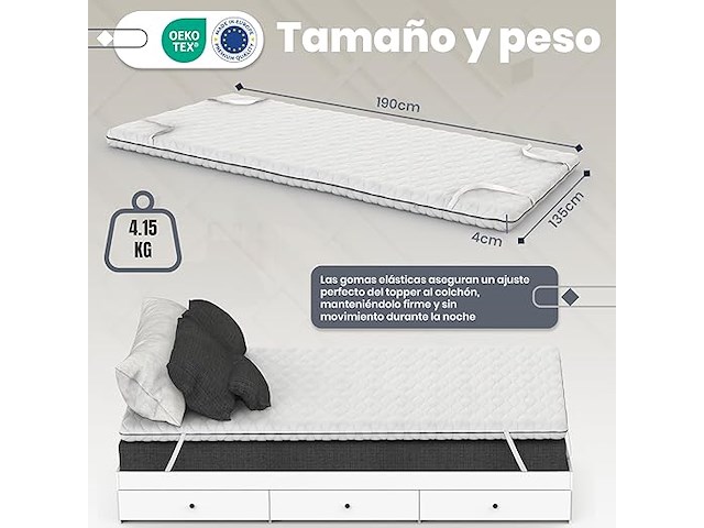 Tehorneo matras topper (135 x 190 cm) - afbeelding 2 van  3