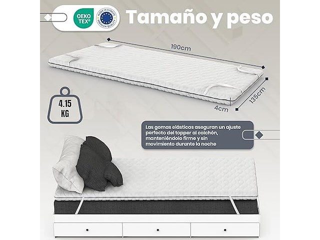 Tehorneo matras topper (135 x 190 cm) - afbeelding 2 van  3