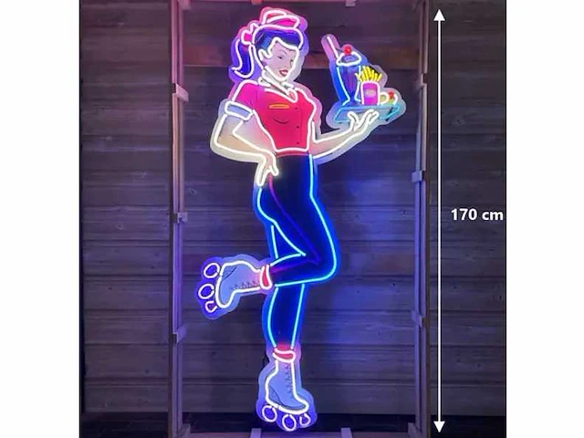 Teken neon waitress dinner usa - afbeelding 1 van  1