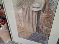 Tekening achter glas - afbeelding 1 van  2
