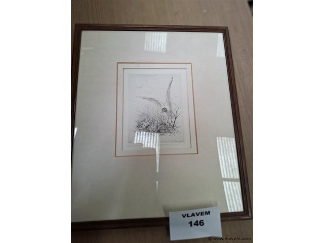 Tekening achter glas - afbeelding 1 van  4
