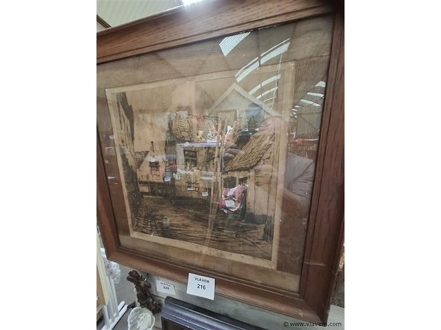 Tekening achter glas - afbeelding 1 van  3