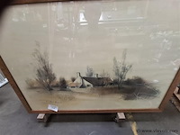Tekening achter glas - afbeelding 1 van  3