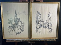 Tekeningen ‘strasbourg’ en ‘rothenburg’ (2x) - afbeelding 1 van  7