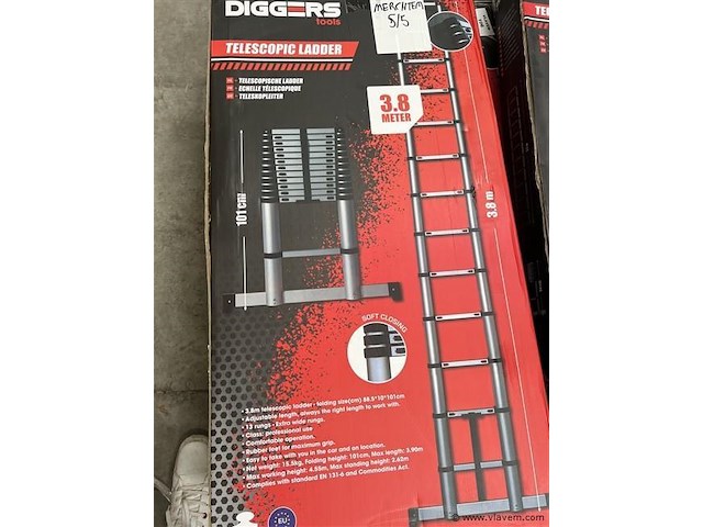 Telescopische ladder, 3.8 meter - afbeelding 1 van  1