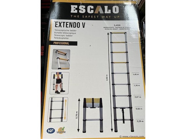 Telescopische ladder, werkhoogte 3,45m - afbeelding 1 van  1