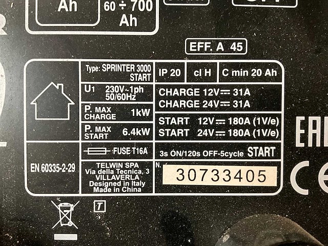 Telwin sprinter 3000 start acculader/-booster - afbeelding 6 van  6