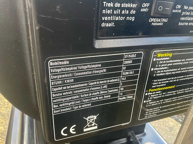 Tengtools st-70-ss-e diesel - benzine gedwongen luchtverwarmer - afbeelding 6 van  6
