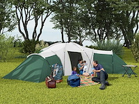 Tent voor 6-9 personen met slaapkamers en woonkamer, accessoires inbegrepen, groen - afbeelding 1 van  8