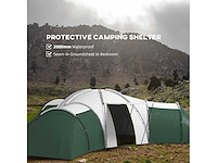 Tent voor 6-9 personen met slaapkamers en woonkamer, accessoires inbegrepen, groen - afbeelding 6 van  8