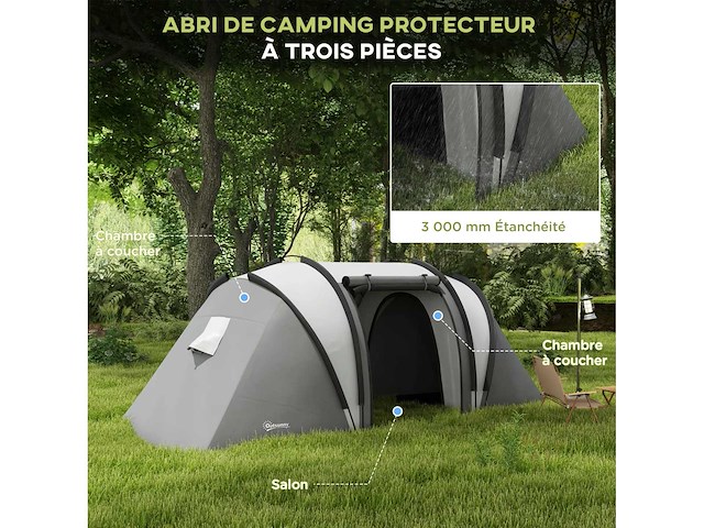 Tente de camping familiale 4-5 personnes avec 2 chambres 3 fenêtre - afbeelding 5 van  8