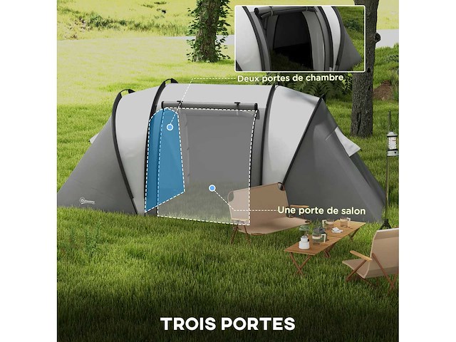 Tente de camping familiale 4-5 personnes avec 2 chambres 3 fenêtre - afbeelding 6 van  8