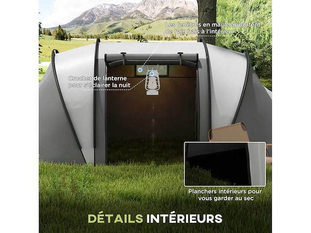 Tente de camping familiale 4-5 personnes avec 2 chambres 3 fenêtre - afbeelding 7 van  8