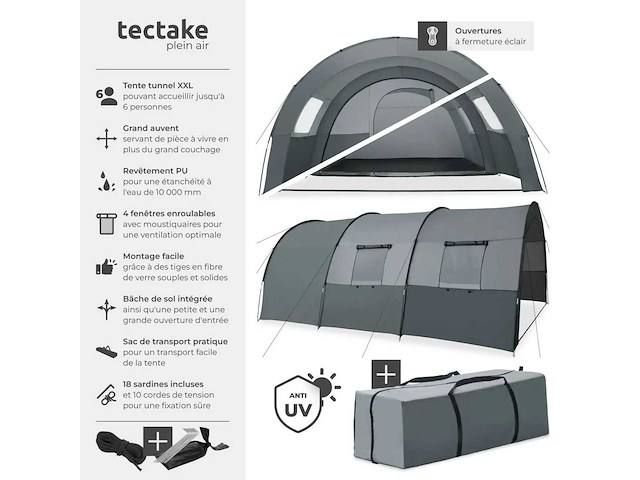 Tente de camping familiale spacieuse - afbeelding 3 van  8