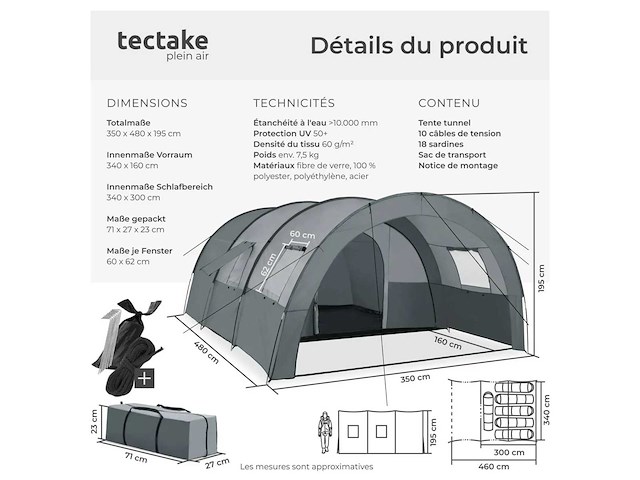 Tente de camping familiale spacieuse - afbeelding 6 van  8