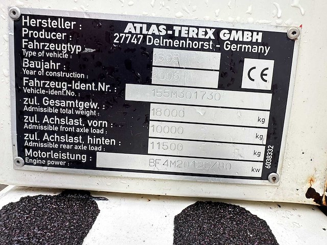 Terex - atlas - 2006 - 1505 - banden graafmachine - afbeelding 72 van  72