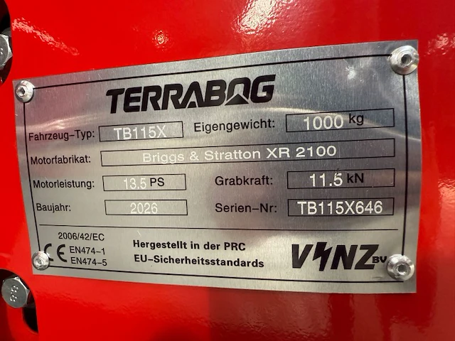 Terrabog tb115x rupsgraafmachine - afbeelding 33 van  39