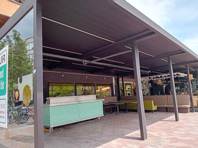 Terrasoverkapping bestaande uit 3 delen met 1 glazen wand (5 vensters) (25) - afbeelding 4 van  6