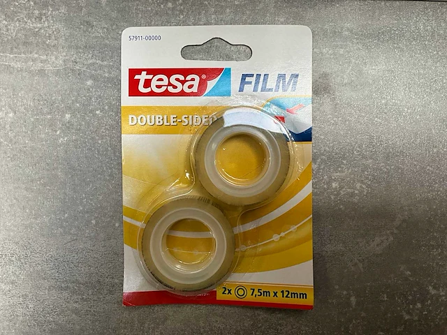 Tesa film 2x rol dubbele zijdige plakband 7,5 m x 12 mm (36x) - afbeelding 2 van  3