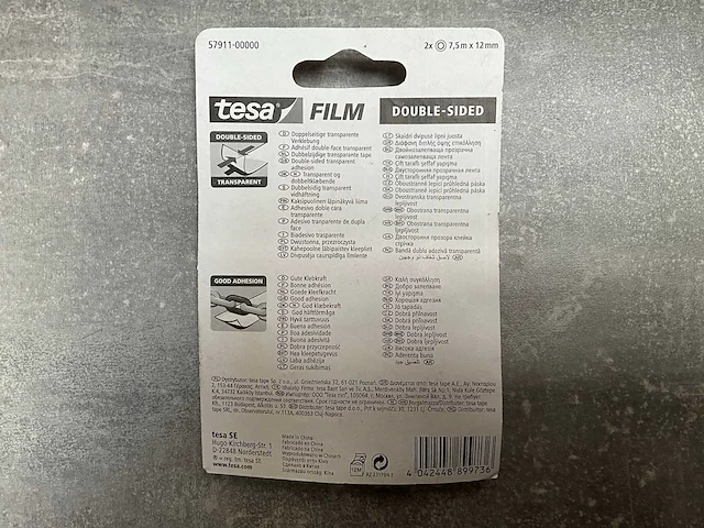 Tesa film 2x rol dubbele zijdige plakband 7,5 m x 12 mm (36x) - afbeelding 3 van  3