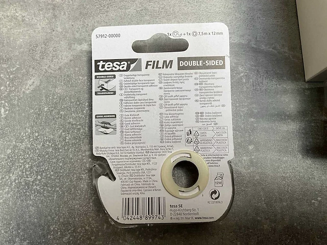Tesa film dubbele zijdige plakband transparant 7,5 m x 12 mm op houder (67x) - afbeelding 4 van  5