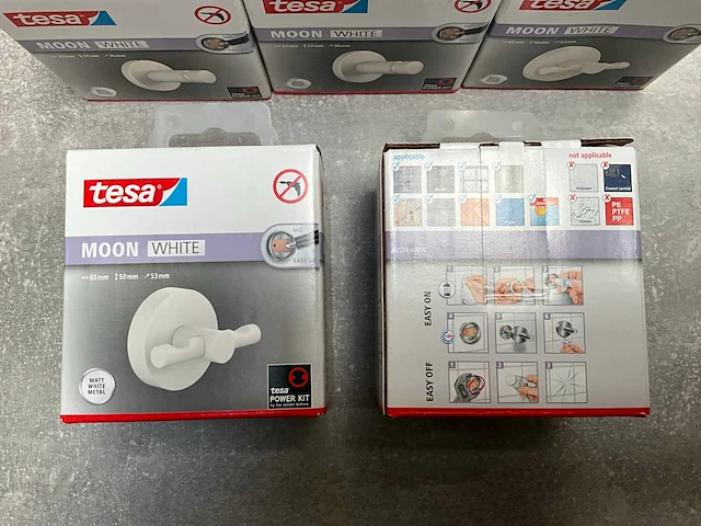 Tesa moon white easy on/easy off dubbele handdoek haak (11x) - afbeelding 2 van  2