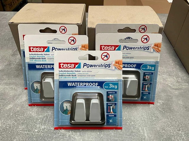 Tesa powerstrips easy on/easy off zelfklevende dubbele handdoek haak waterproof 3kg (17x) - afbeelding 1 van  3