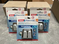 Tesa powerstrips easy on/easy off zelfklevende dubbele handdoek haak waterproof 3kg (17x)