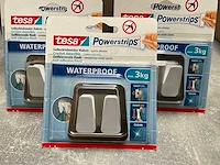 Tesa powerstrips easy on/easy off zelfklevende dubbele handdoek haak waterproof 3kg (17x) - afbeelding 2 van  3