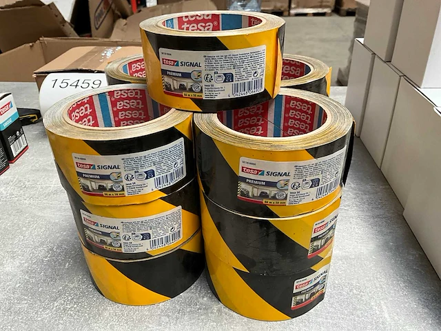 Tesa signal markeer tape geel/zwart rol 66 m x 55 mm (13x) - afbeelding 4 van  4