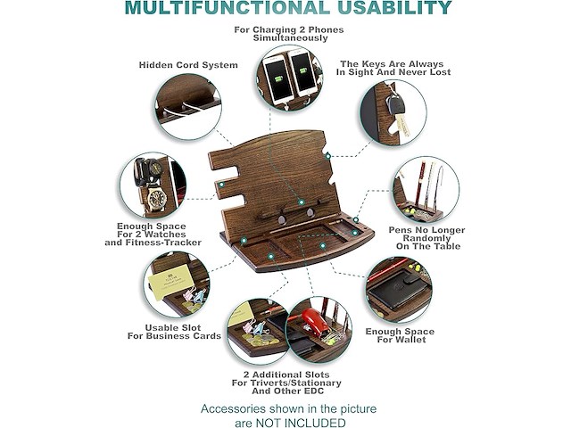 Teslyar dubbel houten docking station - afbeelding 4 van  5