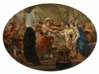 The death of germanicus, rossica painter after the original composition by heinrich friedrich füger (1751-1818), oil on panel with sponki joints 52 x 70 cm. (20.46 x 27.55 in.), frame: 55 x 73 cm. (21.64 x 28.73 in.)