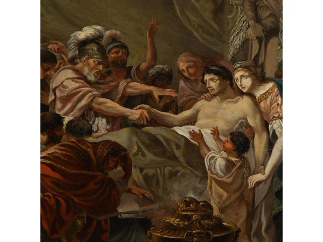 The death of germanicus, rossica painter after the original composition by heinrich friedrich füger (1751-1818), oil on panel with sponki joints 52 x 70 cm. (20.46 x 27.55 in.), frame: 55 x 73 cm. (21.64 x 28.73 in.) - afbeelding 4 van  7
