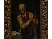 The fiddler, late 19thc, oil on canvas on panel 37 x 23.5 cm. (14.57 x 9 1/4 in.), frame: 46 x 34 cm. (18.10 x 13.39 in.) - afbeelding 2 van  4